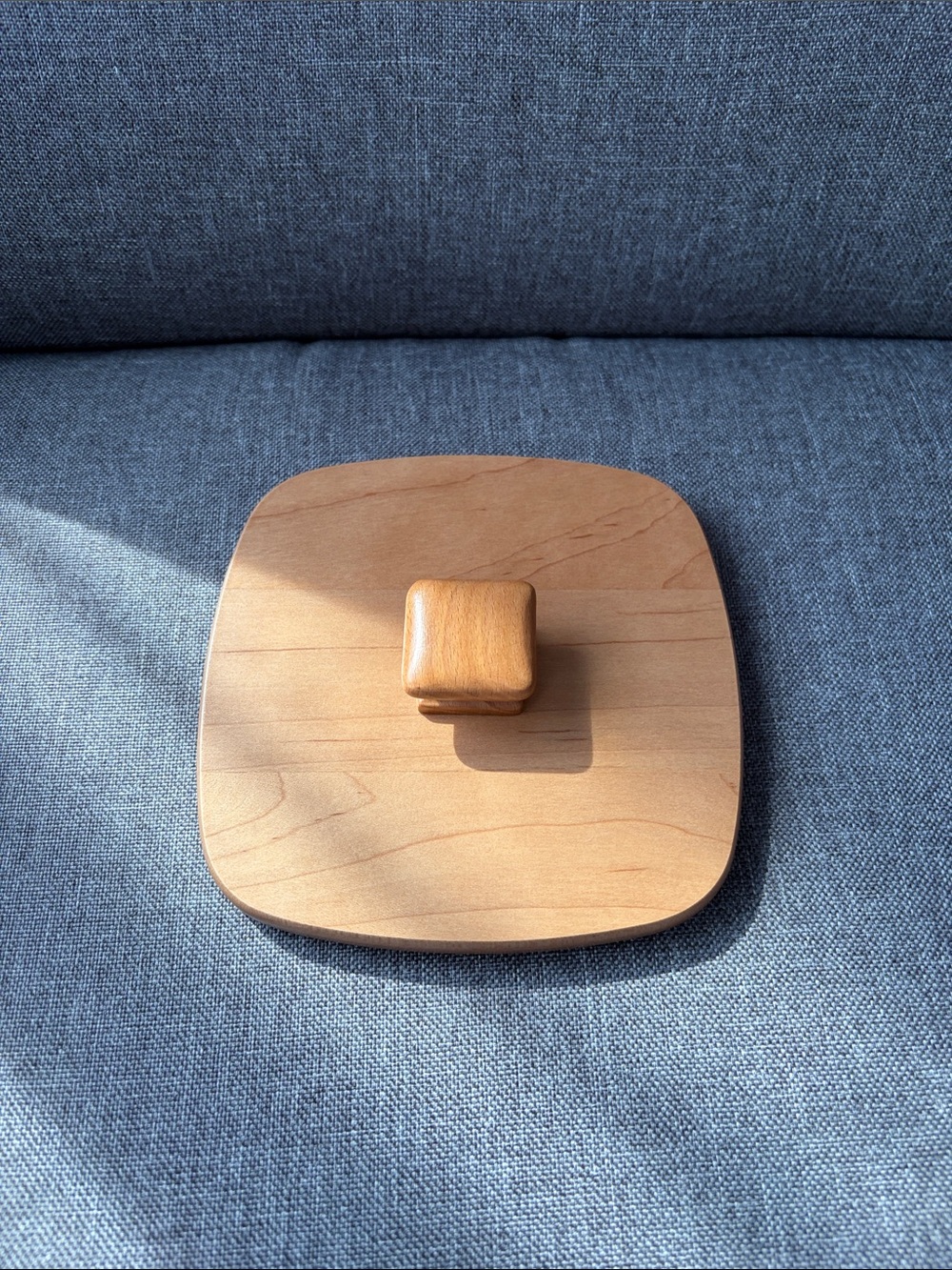 Longaberger Light Brown Square Wood Lidded Trinket Box